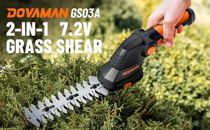 DOVAMAN 7,2 V Akku-Rasenschere, Griff mit drei Positionen, 80-Minuten-Schnellladung, 1500 mAh Akku, kompakte elektrische Schere