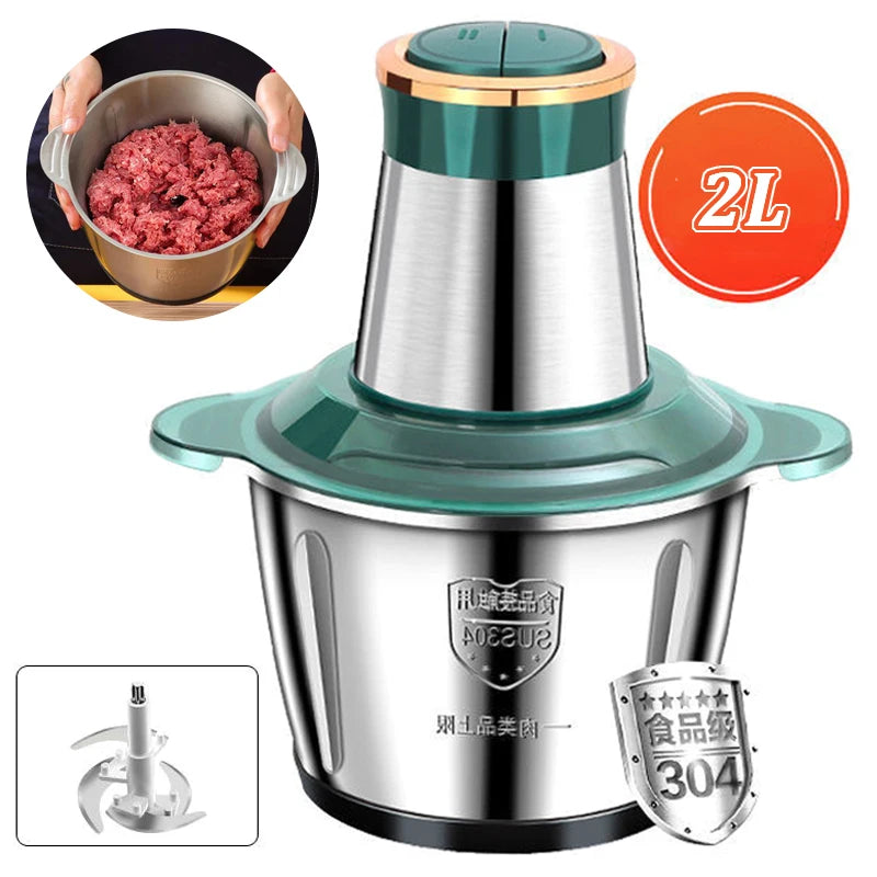 2L/5L Electric Meat Grinder Food Processor Chopper Stainless Steel Kitchen light Machine Chopper Slicer Machine Home Grinder.