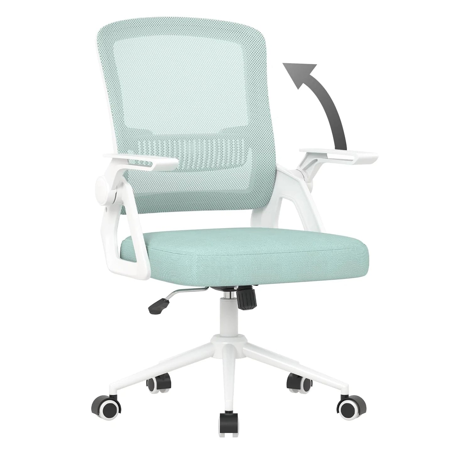 Office Chair Ergonomic Mesh Flip-Up Arms Office Chairs with Mid Back Cushion Lumbar Support Gaming Chair for Home