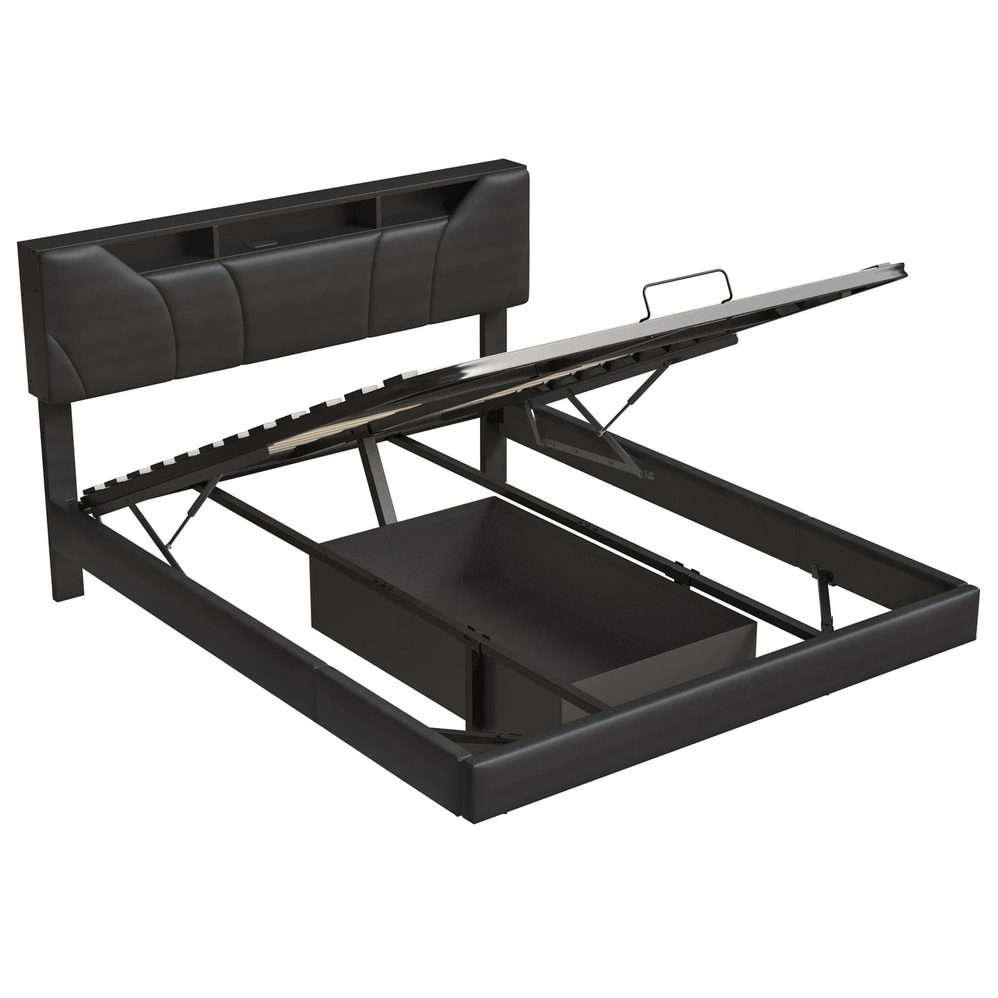 WoodenAura Doppelbett, gepolstertes Bett, Stauraum, Kopfteilbett mit USB-Aufladung, Stauraumbetten 140 x 200 cm, ohne Matratze