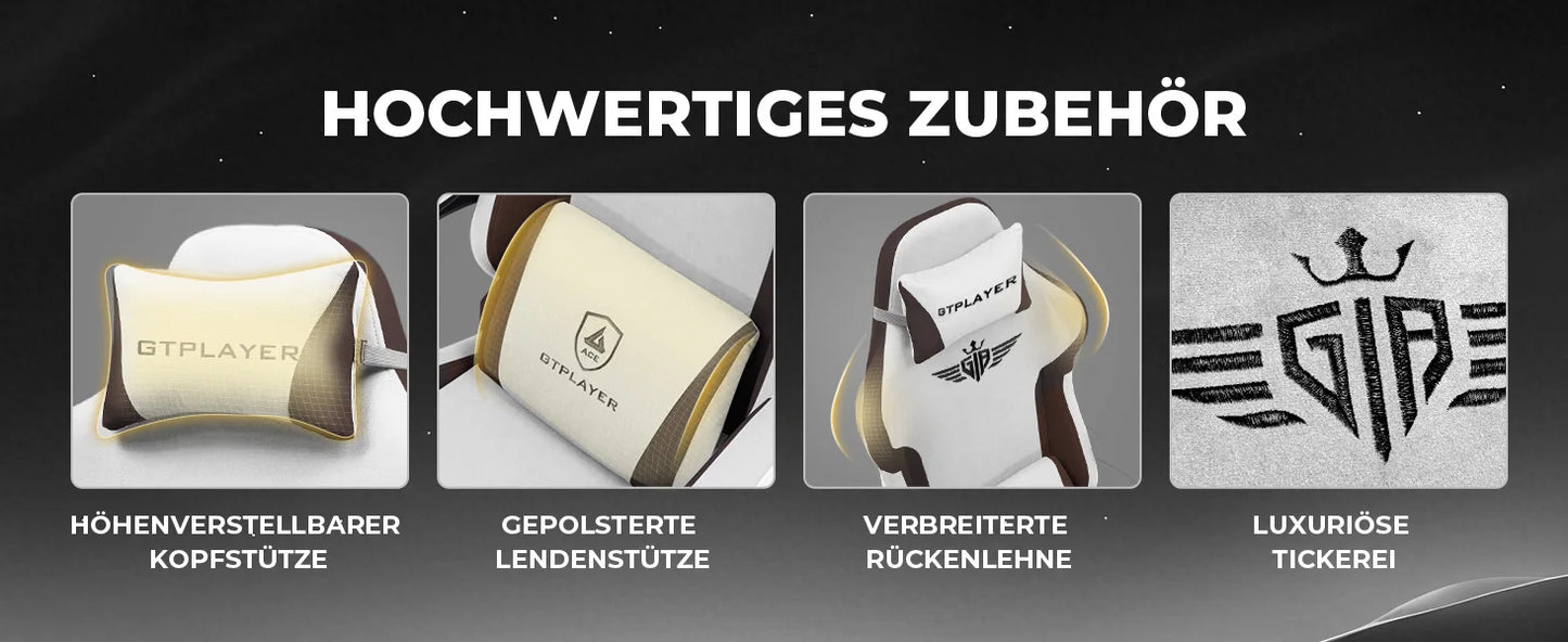 GTPLAYER Gaming Stuhl, Ergonomischer Gamer Stuhl aus Stoff mit Lendenwirbelstütze, PC-Stuhl mit verbreiterter Rückenlehne