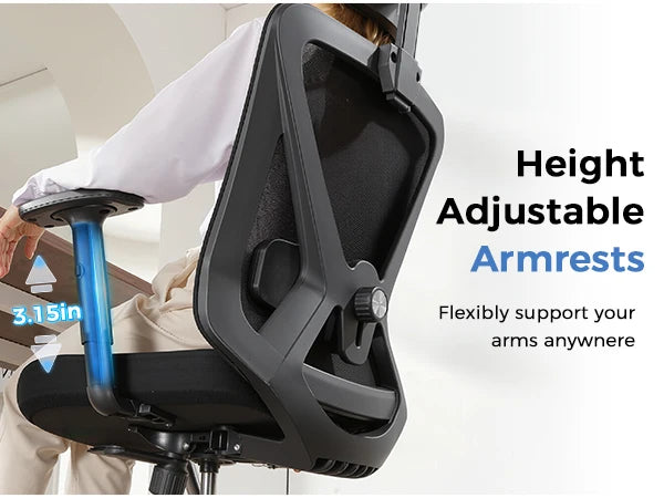 COMHOMA Bürostuhl Ergonomisch，Schreibtischstuhl mit 3D-Kopfstütze & 3D-Lendenwirbelstütze, verstellbare Armlehnen, Office Chair