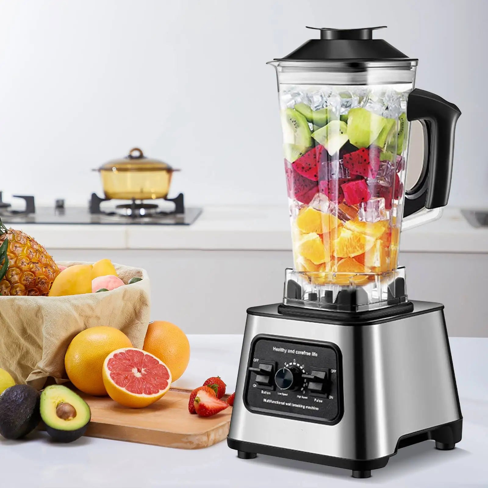 6000W Professional Table Mixer for Ice Nuts Fruit 2.5L Container Heavy Duty Blender Smoothie Maker Kitchen Appliance.