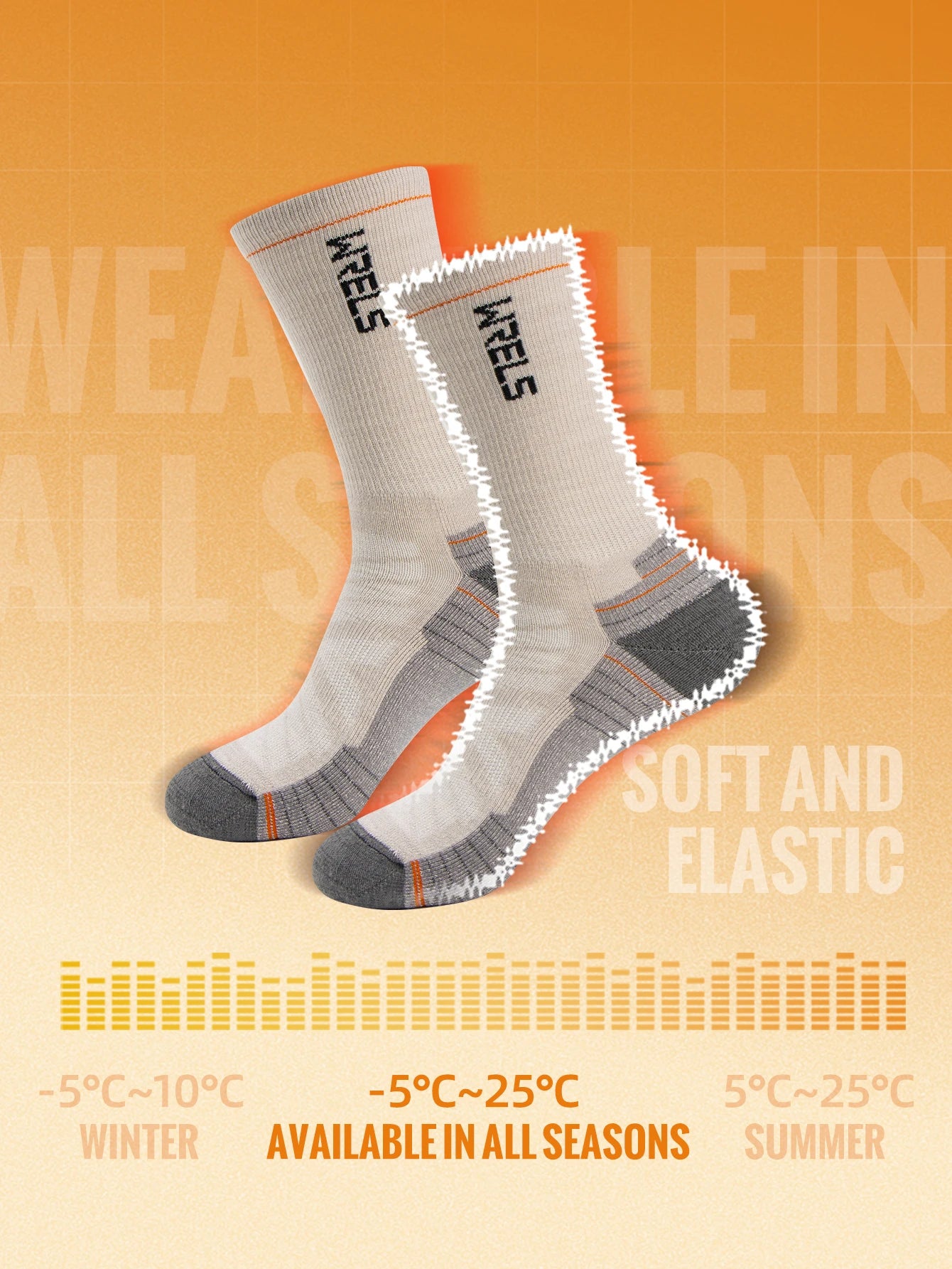 WRELS Merino Wool Socks Hiking Running Socks Soft Lightweight Shock Absorption Damping Mid-Calf Breathable Ankle Cycling Socks.