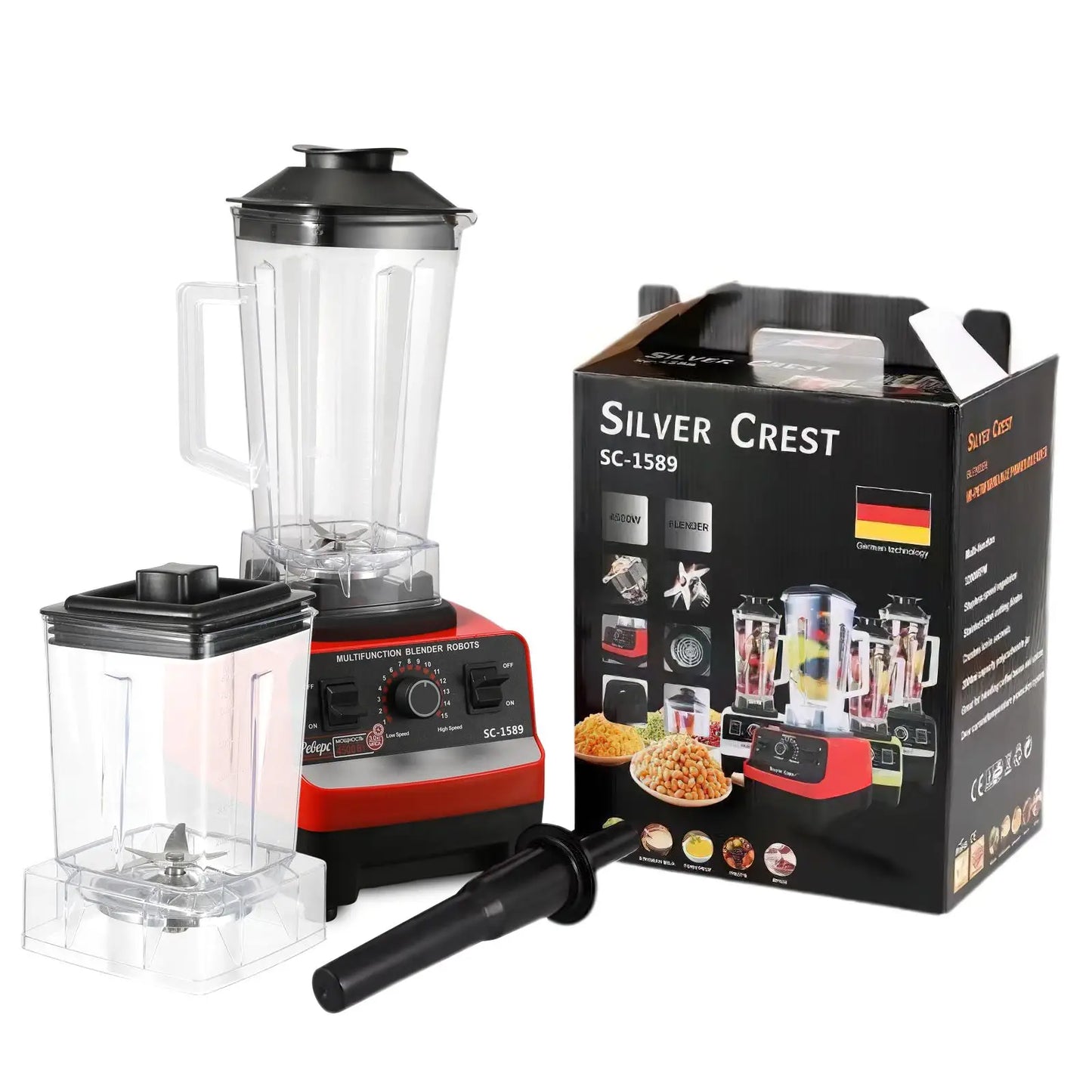 2 IN 1 Electric Blender 2000W High Power Heavy Duty Blender Food Processor Smoothie for Kitchen Juicer Durable Stationary Blende.