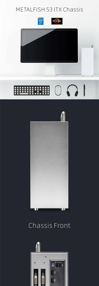 METALFISH S3 MINI ITX Case Aluminum 5 Litre PC Gaming Small Chassis With Handle Support RTX3060/13600 Computer Compact A4 Case.