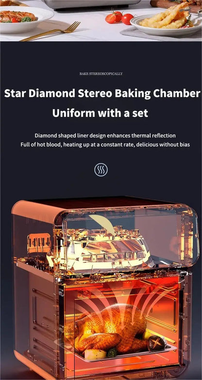 1350W Large Capacity Electric Air Fryers Oil-free Automatic Household Kitchen 360°Baking Convection Oven Deep Fryer without Oil.