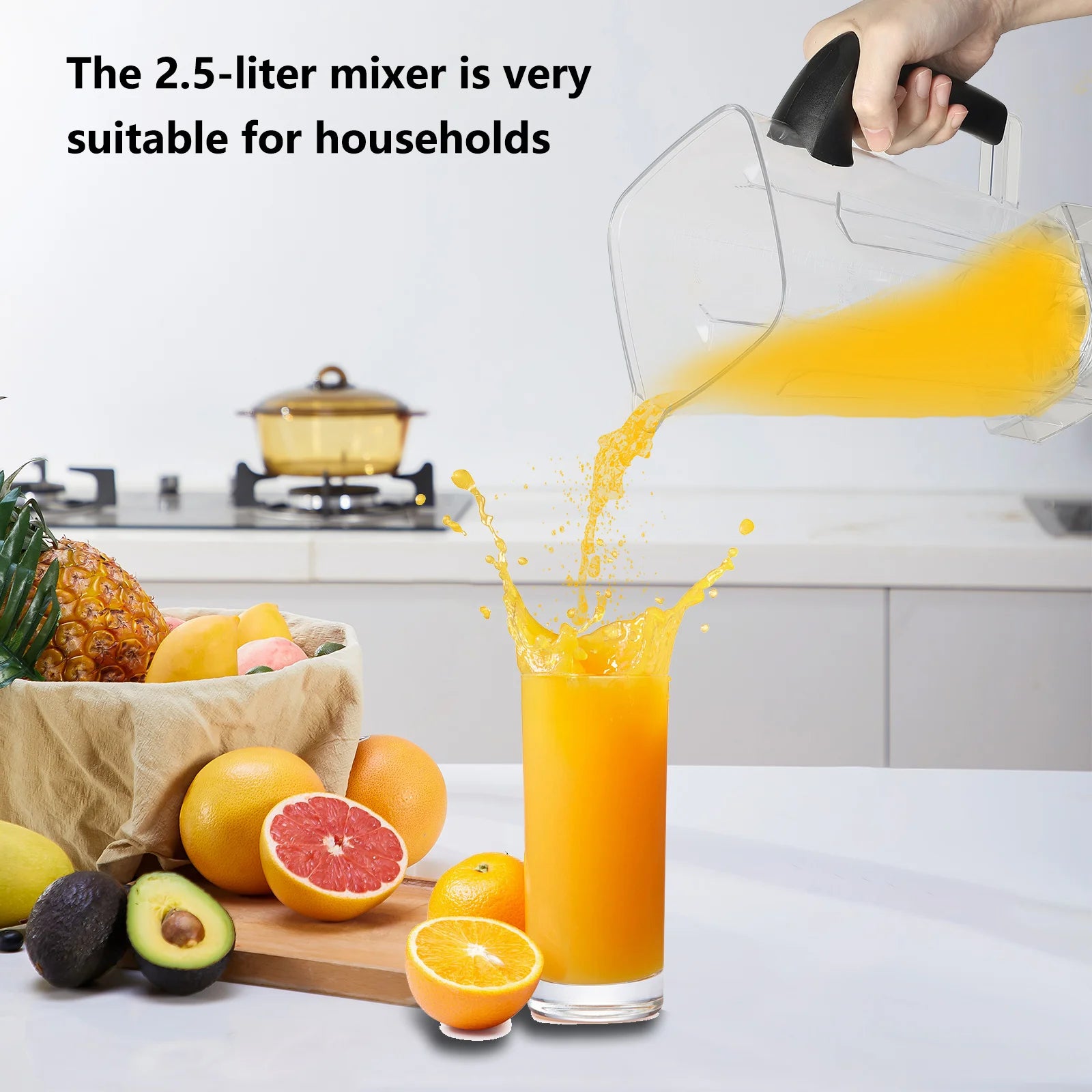 6000W Power multi-function Professional Blender 4-Blade 2-In-1 Wall Breaking Machine 2.5L Container Ice Nut Fruit mix Strong.