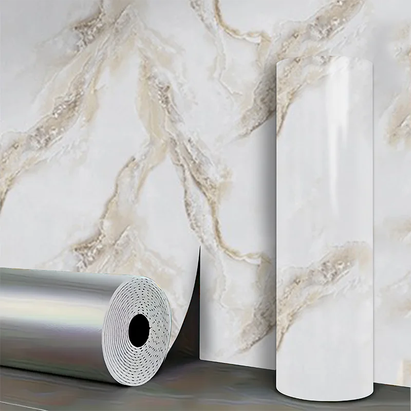 Marble Pattern Wall Panel Peel and Stick Wallpaper Decorative European Style Wall Art for Living Room Bedroom Home Decoration