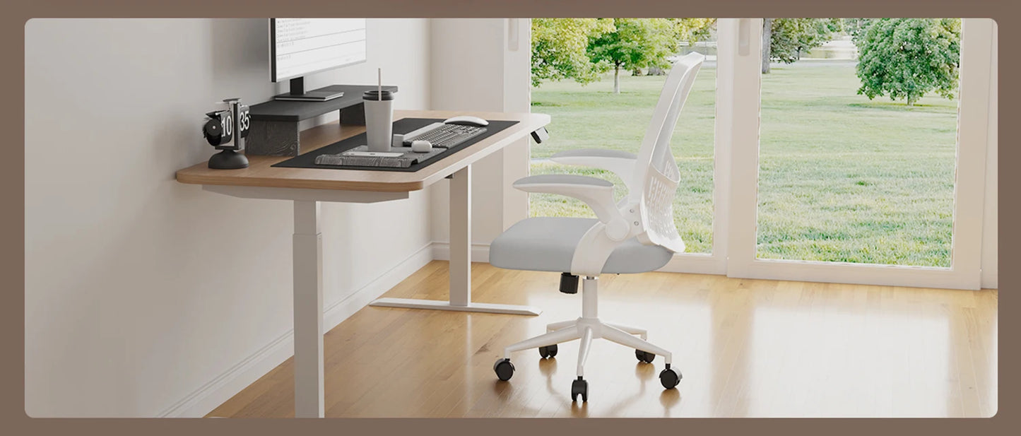 Ergonomic Office Chair Desk Chair with 90° Folding Armrests Lumbar Support Breathable Mesh Padding for Home Office