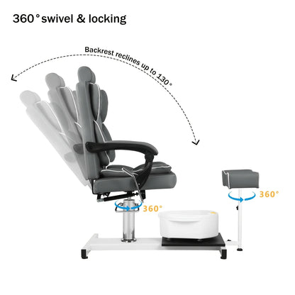 Fuß-SPA-Stuhl, Nagelstudio-Sofa mit Fußbad-Waschbecken, Pediküre-Stühle mit hydraulischem Heben und 360-Grad-Drehung, Möbel