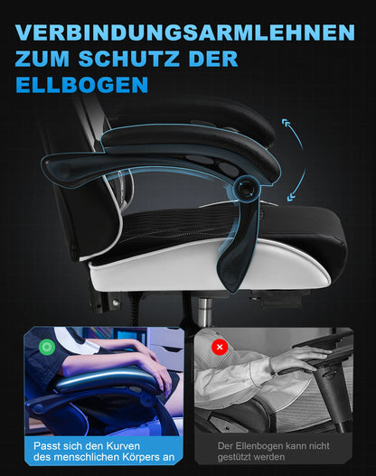 GTPLAYER Gaming Stuhl, Gamer Stuhl, Ergonomischer Bürostuhl mit Fußstütze Verstellbare Lenden und Kopfkissen, Gaming Chair