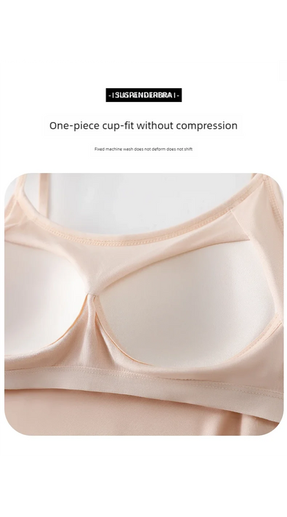 Solid Color Sling Vest for Women with Built-in Bra Pads, Adjustable Shoulder Straps - Summer Inner Layer Top.