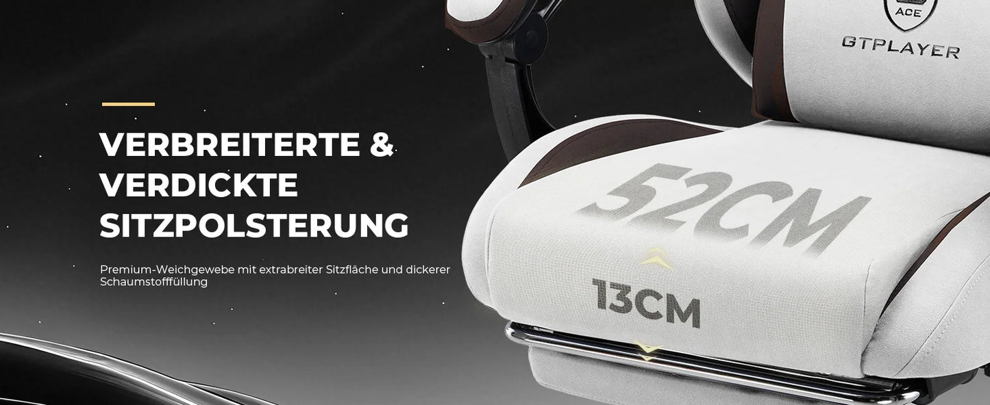 GTPLAYER Gaming Stuhl, Ergonomischer Gamer Stuhl aus Stoff mit Lendenwirbelstütze, PC-Stuhl mit verbreiterter Rückenlehne