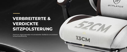 GTPLAYER Gaming Stuhl, Ergonomischer Gamer Stuhl aus Stoff mit Lendenwirbelstütze, PC-Stuhl mit verbreiterter Rückenlehne