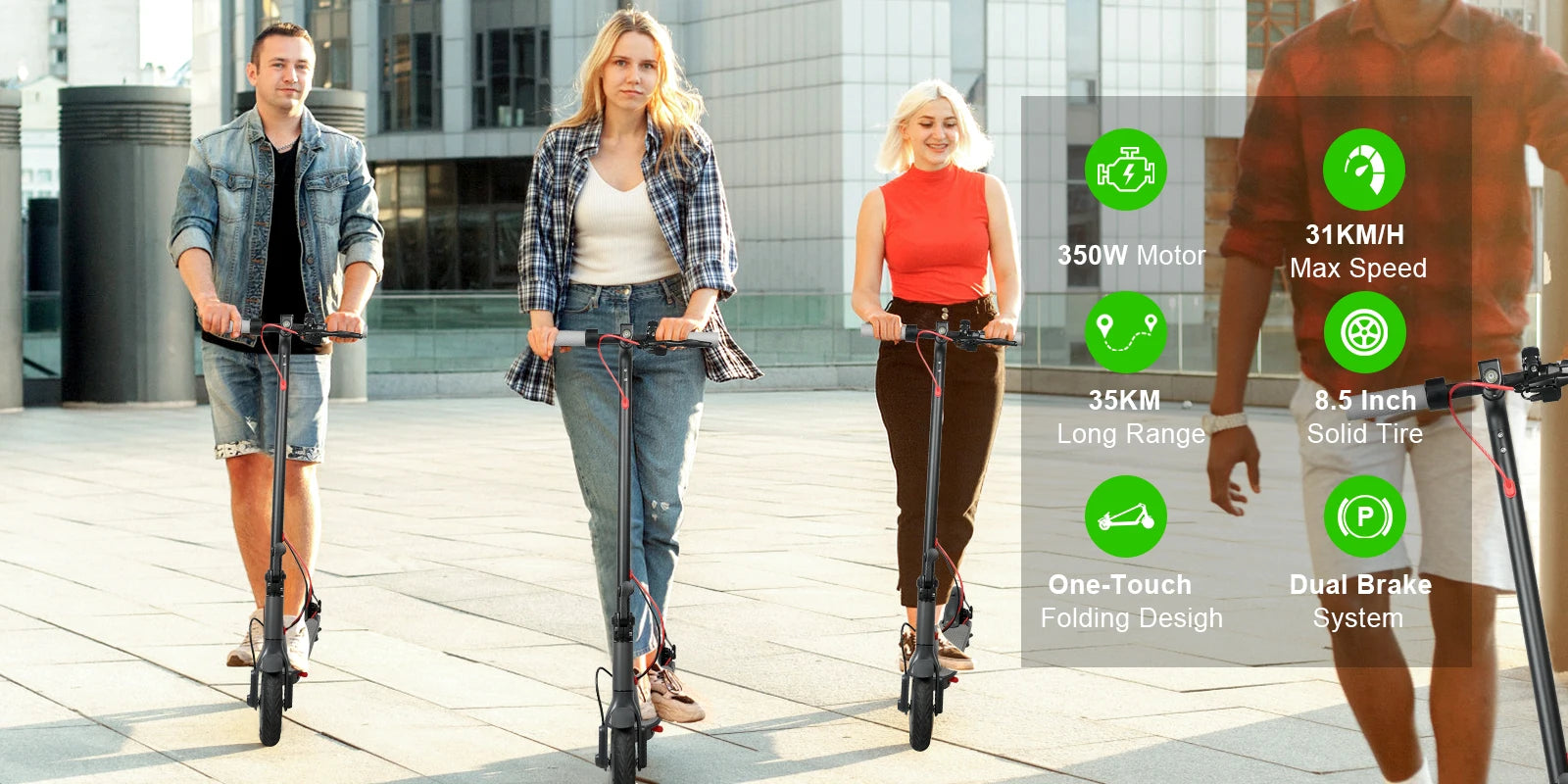 AOVOPRO ES80 500W Electric Scooter for Adults 35KM Long Range 31KM/H Fast Speed Folding Electric Scooter 8.5 Inch Smart Escooter.