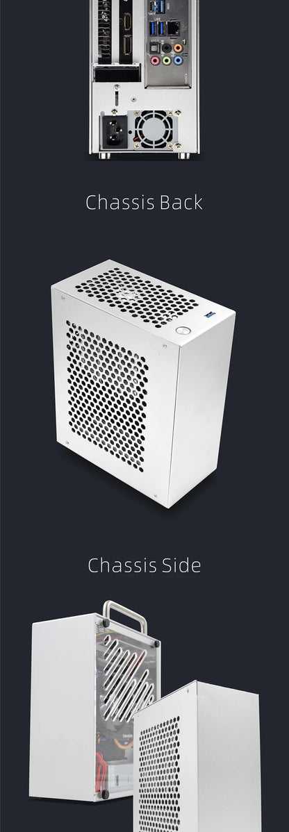 METALFISH S3 MINI-ITX Case All Aluminum Computer Mini Small Chassis Support Flex PSU/195mm GPU.