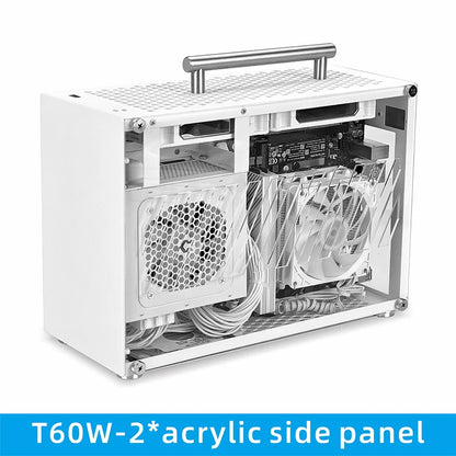 METALFISH T60 Mini ITX White Case 9L With Acrylic Or Mesh Side Panel and Portable Handle Support SFX PSU/300mm GPU/2*120mm Fan
