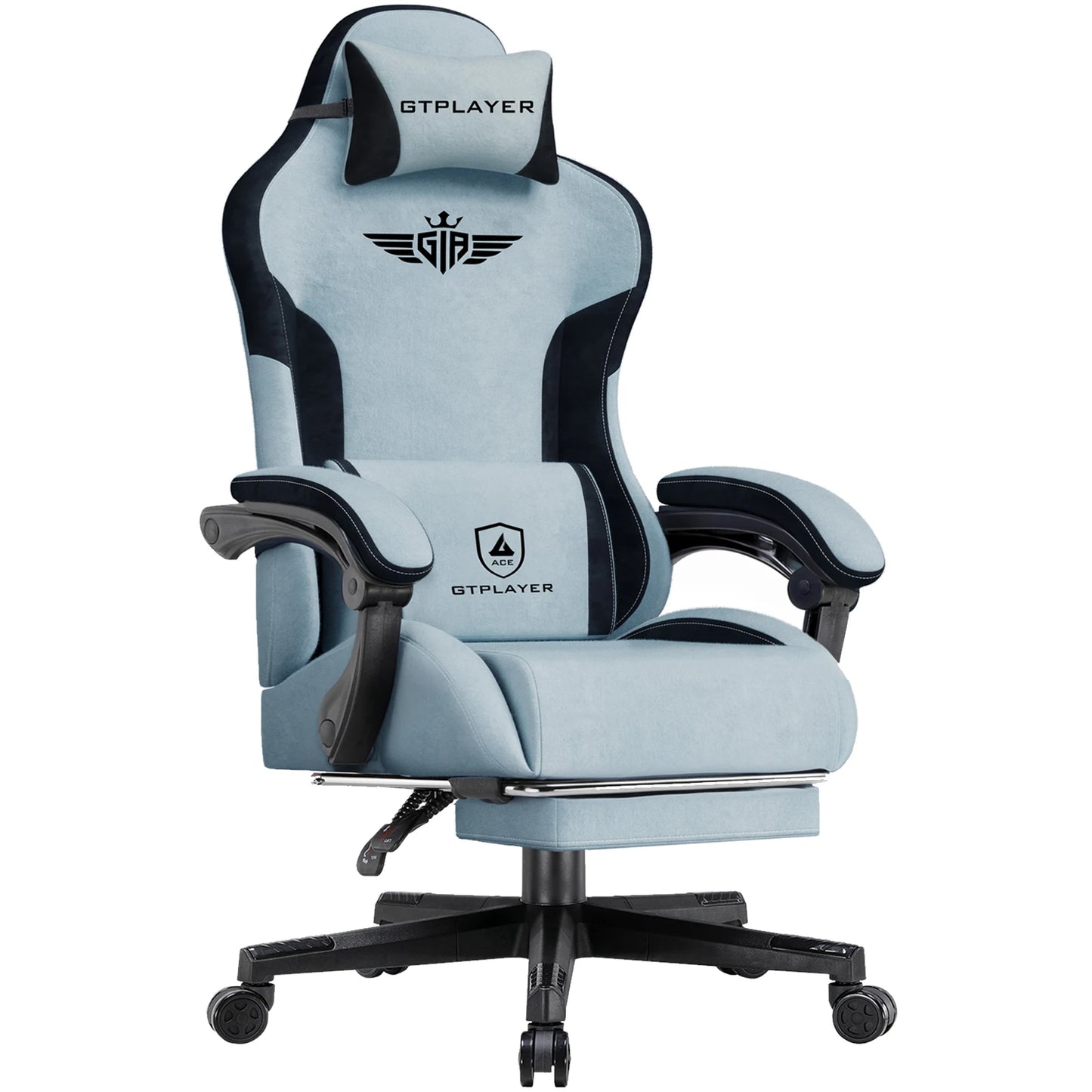 GTPLAYER Gaming Stuhl, Ergonomischer Gamer Stuhl aus Stoff mit Lendenwirbelstütze, PC-Stuhl mit verbreiterter Rückenlehne