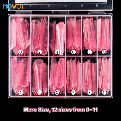 MOWOT 120pcs New French Nail Dual Forms with Rim Inside Quick Building Gel Mold Full Cover Extension Top False Tips Nail Forms.