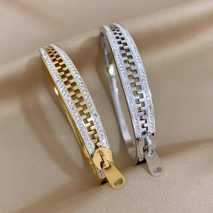 Original Zipper Bracelet Charm Bangle Stainless Steel Zip Hand Bracelets Gold Plated Luxury Jewelry for Women Designer.