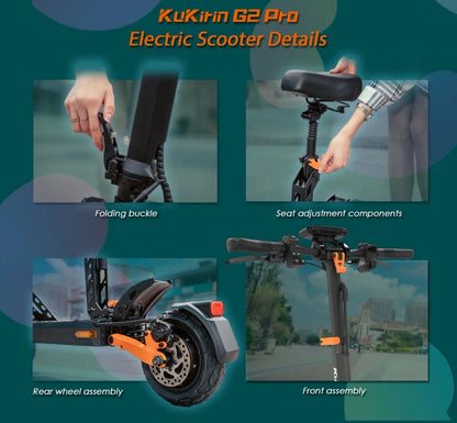 2025 New KuKirin G2 Pro Foldable Electric Scooter 1000W 48V 15.6AH Maximum Speed 45 km/h Range up to 58 km 9 " tires.