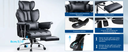 naspaluro Executive Office Chair Desk Chair PU Computer Recliner Ergonomic Office Chair with Footrest Heavy Duty Leather Office