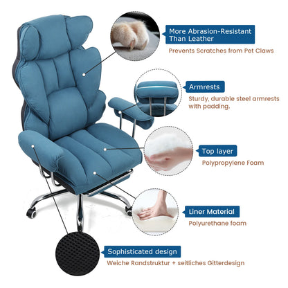 GTPLAYER Gaming Stuhl, Gamer Stuhl, Ergonomischer Bürostuhl mit Fußstütze, Stoffoberfläche, Federsitzkissen, Gaming Chair