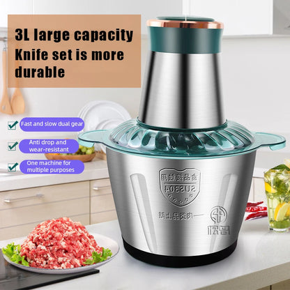 2Speeds 304Stainless Steel Electric Chopper Meat Grinder Mincer Food Processor Slicer Vegetable Food Chopper Meat Slicer Machine.