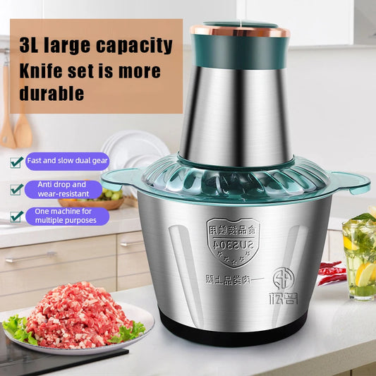 2Speeds 304Stainless Steel Electric Chopper Meat Grinder Mincer Food Processor Slicer Vegetable Food Chopper Meat Slicer Machine.