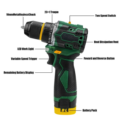 55N.M 10MM 23 + 1 Drehmoment Bürstenlosen Elektrischen Schlagbohrmaschine Metall Ratsche Chuck Akku-bohrschrauber Elektrische Schraubendreher DIY power Tools
