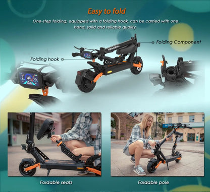 New urban/off-road electric scooter Kukirin G2 PRO 1000W 48 v15.6ah 45HP/H foldable electric scooter with seat.