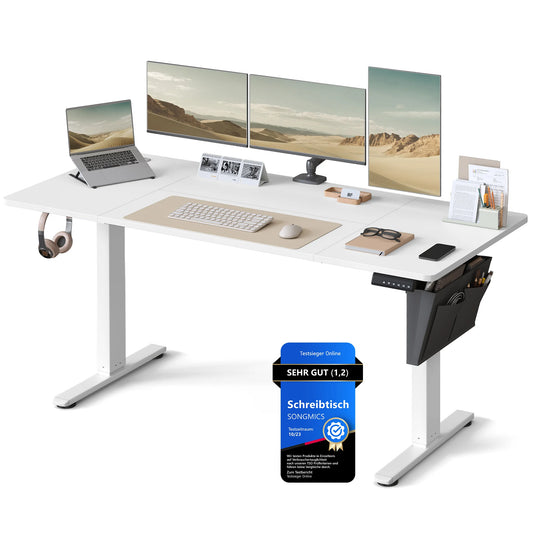 SONGMICS Höhenverstellbarer Schreibtisch elektrisch, 70 x 160 x (72-120) cm, Verstellbarer Tisch, Memory-Funktion für 4 Höhen