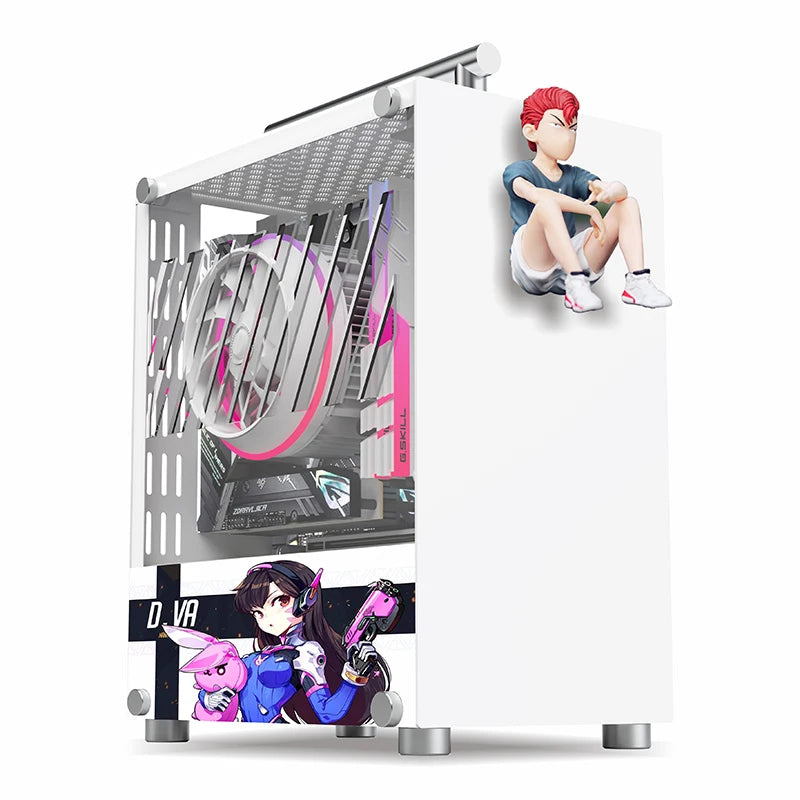 METALFISH T40 Mini ITX Case 7L Gaming Computer White Chassis Compact Transpare PC Support SFX PSU/70mm Cooler With Handle.