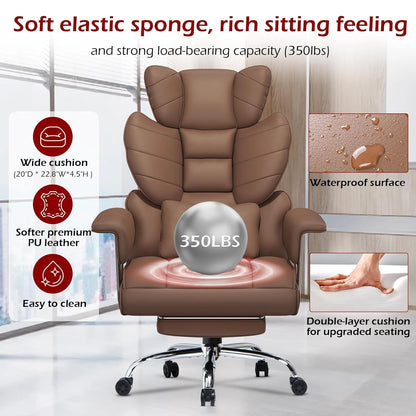 Desk Chairs Ergonomic Office Chair PU Leather Computer Chairs Adjustable Big High Back Executive Chair Swivel Chair