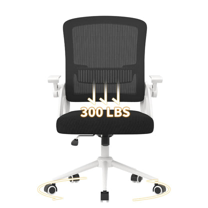 Office Chair Ergonomic Mesh Flip-Up Arms Office Chairs with Mid Back Cushion Lumbar Support Gaming Chair for Home