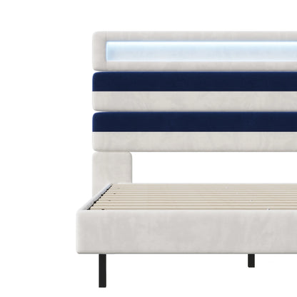 Rosahqnda Schwebebett 140*190cm Doppelbett Rahmen 160*200cm mit LED&USB Polsterbett Erwachsenenwohnung Jugendbett Samt