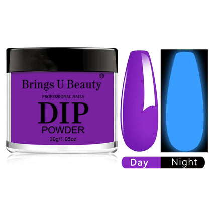 30g Luminous Nail Art Powder Halloween Dipping Powder Pink Pumpkin Orange Glow In Dark Phosphor Powder Party Manicure Salon DIY.