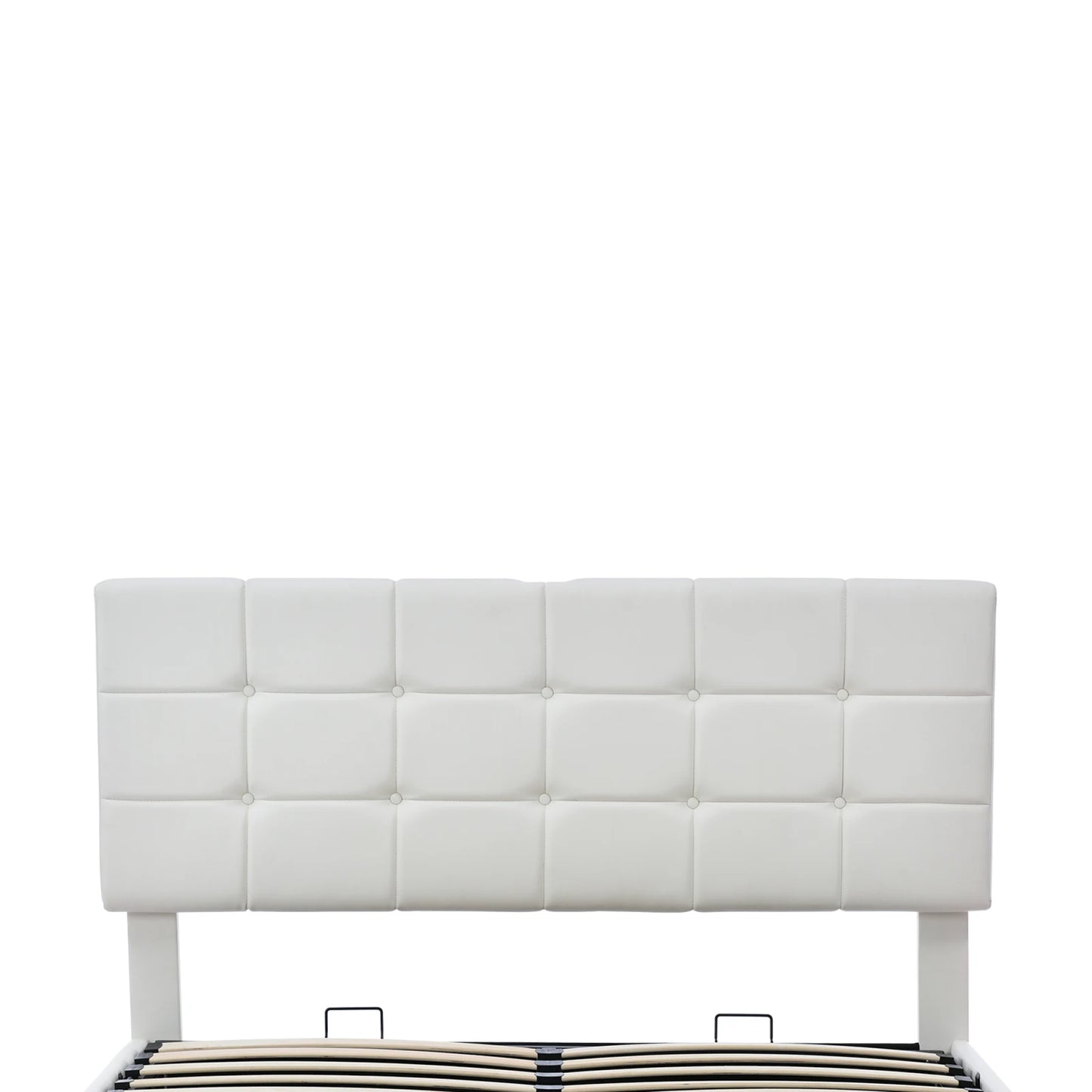 Rosahqnda gepolstertes Doppelbett 140 x 200 cm, LED-Beleuchtung, Doppelbett mit Stauraum, Kinderbett, Jugendbett, weißes PU-Leder