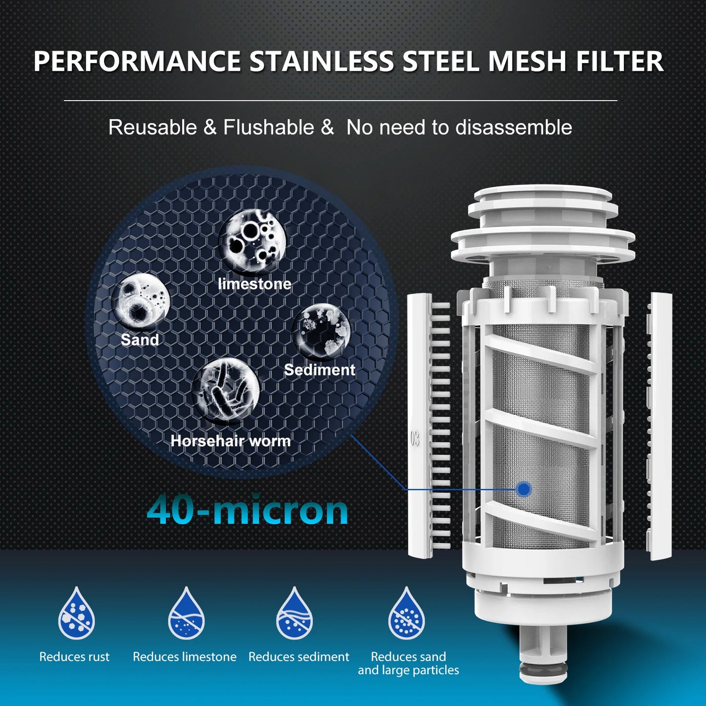 ALTHY Automatic Rotary Backwash Pre filter System Whole House Spin Down Sediment Water Filter Purifier Stainless Steel Mesh.