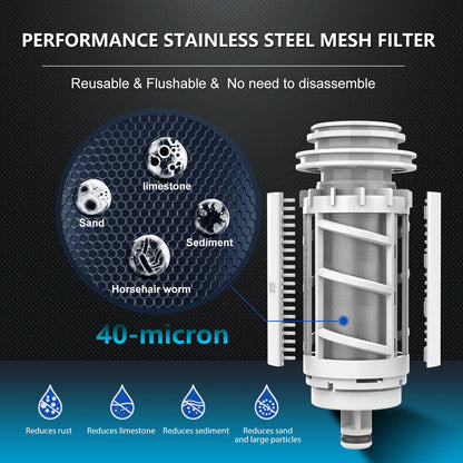 ALTHY Automatic Rotary Backwash Pre filter System Whole House Spin Down Sediment Water Filter Purifier Stainless Steel Mesh.