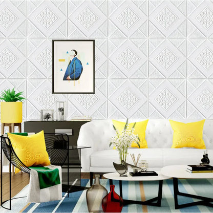 10Pcs 70*70cm Ceiling Wallpaper 3D Brick Waterproof Wall Stickers Foam Wall Paper Self-Adhesive Home Decor