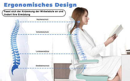 Ergonomic Office Chair, Desk Chair with Folding Armrests, Height-Adjustable, Breathable Backrest, Swivel Chair 360°