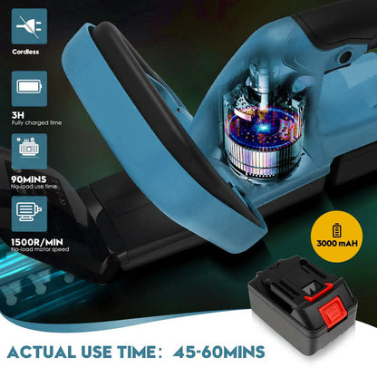 21 V Akku-Heckenschere, 22 Zoll, elektrischer Heckenschere mit Dual-Action-Klinge, 3/5 Zoll Schnittkapazität für Makita 18 V Akku