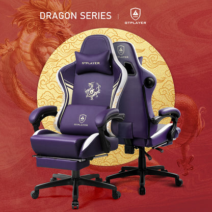 GTPLAYER Gaming Stuhl Gamer Stuhl mit Bluetooth-Lautsprechern und Fußstütze, Dragon Series Bürostuhl, Ergonomischer Gaming-Stuhl