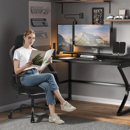 WOLTU Drehbarer Massage-Computer-Gaming-Stuhl, ergonomischer Racing-Gamer-Bürostuhl mit Rollen, Kopfstütze, Fußstütze, Lendenkissen