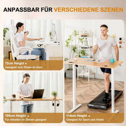 COMHOMA Höhenverstellbarer Schreibtisch mit USB-Buchse und Haken, Elektrisch Verstellbarer Computertisch, Steh-Sitztisch