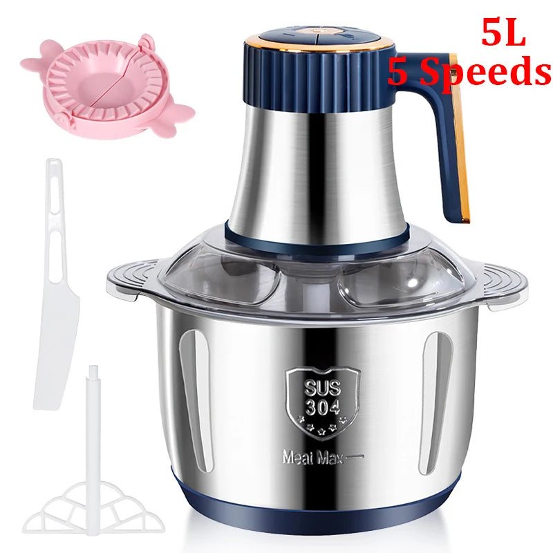 2L/5L Electric Meat Grinder Food Processor Chopper Stainless Steel Kitchen light Machine Chopper Slicer Machine Home Grinder.