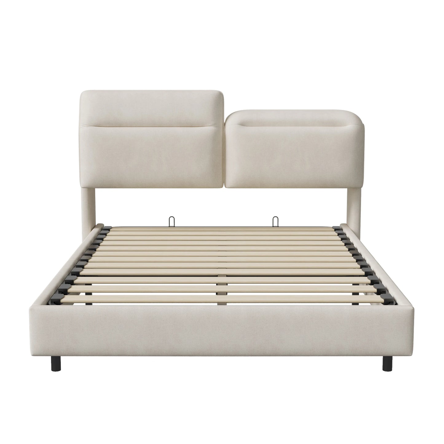 WoodenAura Bett 160 x 200 cm mit Lattenrost, Bett 160x200 cm mit Stauraum und Kopfteil, Bett mit LED-Beleuchtung und Stauraum