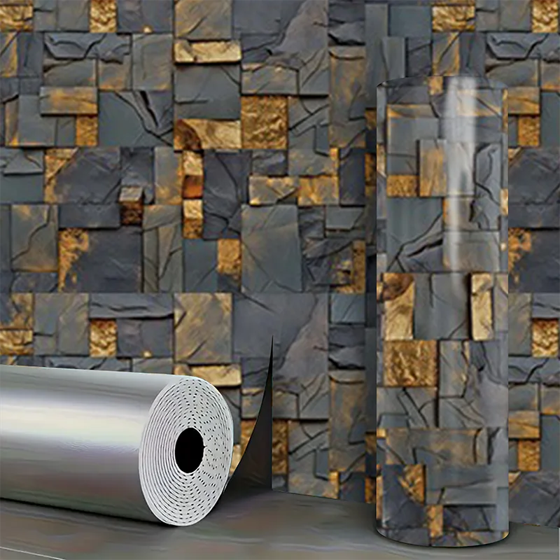 Imitation tile self-adhesive PVC marble waterproof wall sticker for living room kitchen bedroom decoration sticker